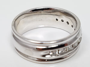 Dapper Men's 14k White Gold Natural Diamond Comfort Fit Wedding Ring Band