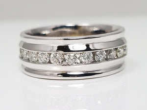 Dapper Men's 14k White Gold Natural Diamond Comfort Fit Wedding Ring Band