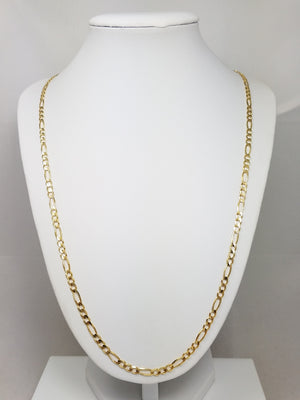 Showy 24" Solid 14k Yellow Gold Figaro Link Chain Necklace