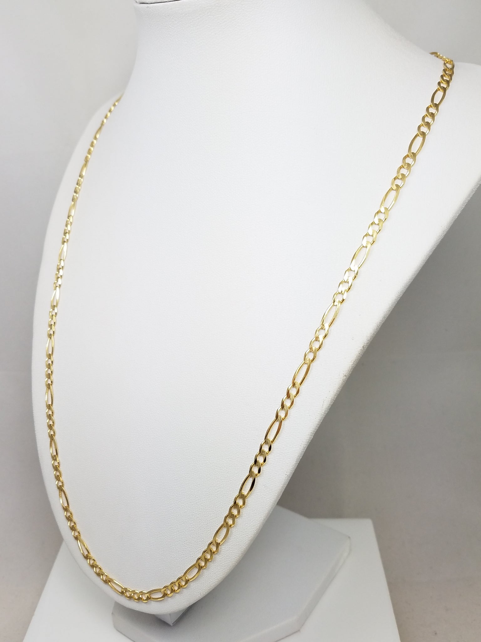 Showy 24" Solid 14k Yellow Gold Figaro Link Chain Necklace