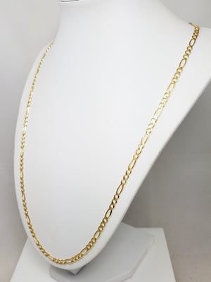 Showy 24" Solid 14k Yellow Gold Figaro Link Chain Necklace