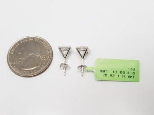 NEW IGI Certified 3ctw Round Brilliant Lab Grown Diamond 14k White Gold Stud Earrings VS2- D