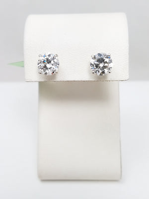 NEW IGI Certified 3ctw Round Brilliant Lab Grown Diamond 14k White Gold Stud Earrings VS2- D