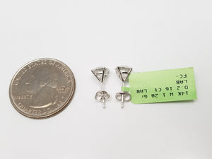NEW IGI Certified 2.16ctw Round Brilliant Lab Grown Diamond 14k White Gold Stud Earrings VS1- F