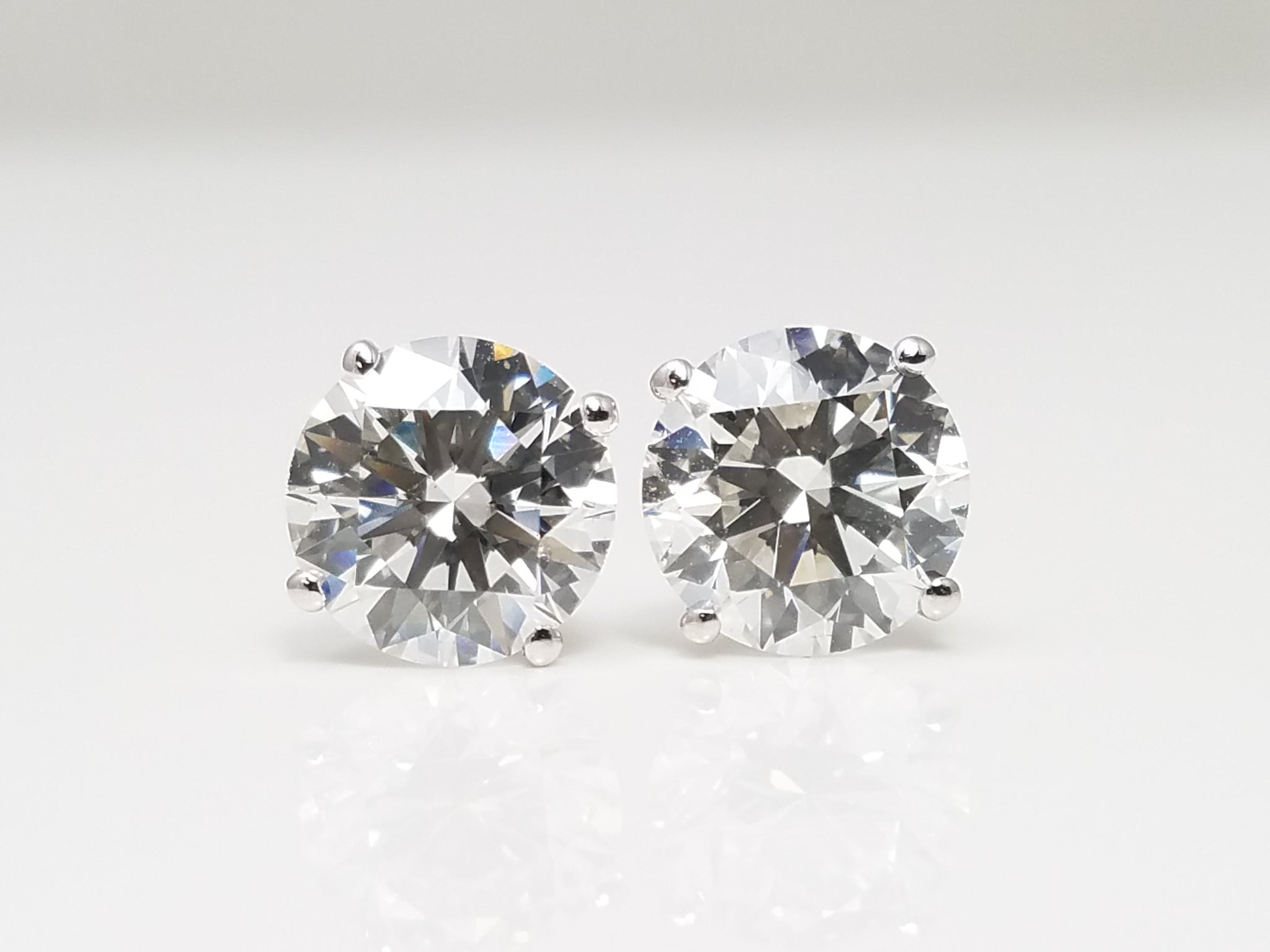NEW IGI Certified 2.16ctw Round Brilliant Lab Grown Diamond 14k White Gold Stud Earrings VS1- F