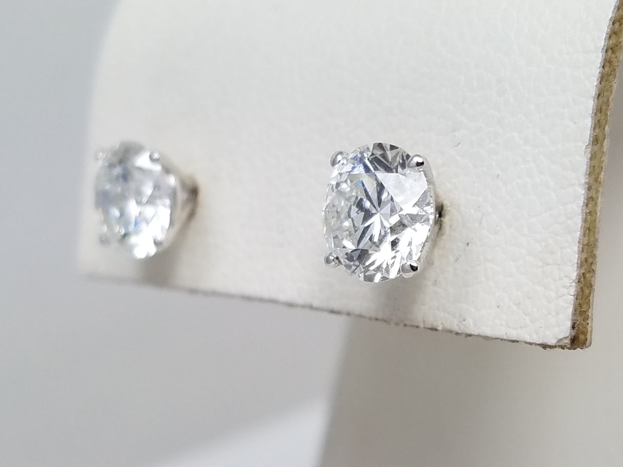 NEW IGI Certified 2.16ctw Round Brilliant Lab Grown Diamond 14k White Gold Stud Earrings VS1- F
