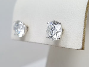 NEW IGI Certified 2.16ctw Round Brilliant Lab Grown Diamond 14k White Gold Stud Earrings VS1- F