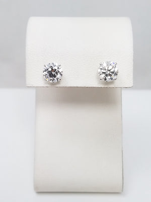 NEW IGI Certified 2.16ctw Round Brilliant Lab Grown Diamond 14k White Gold Stud Earrings VS1- F