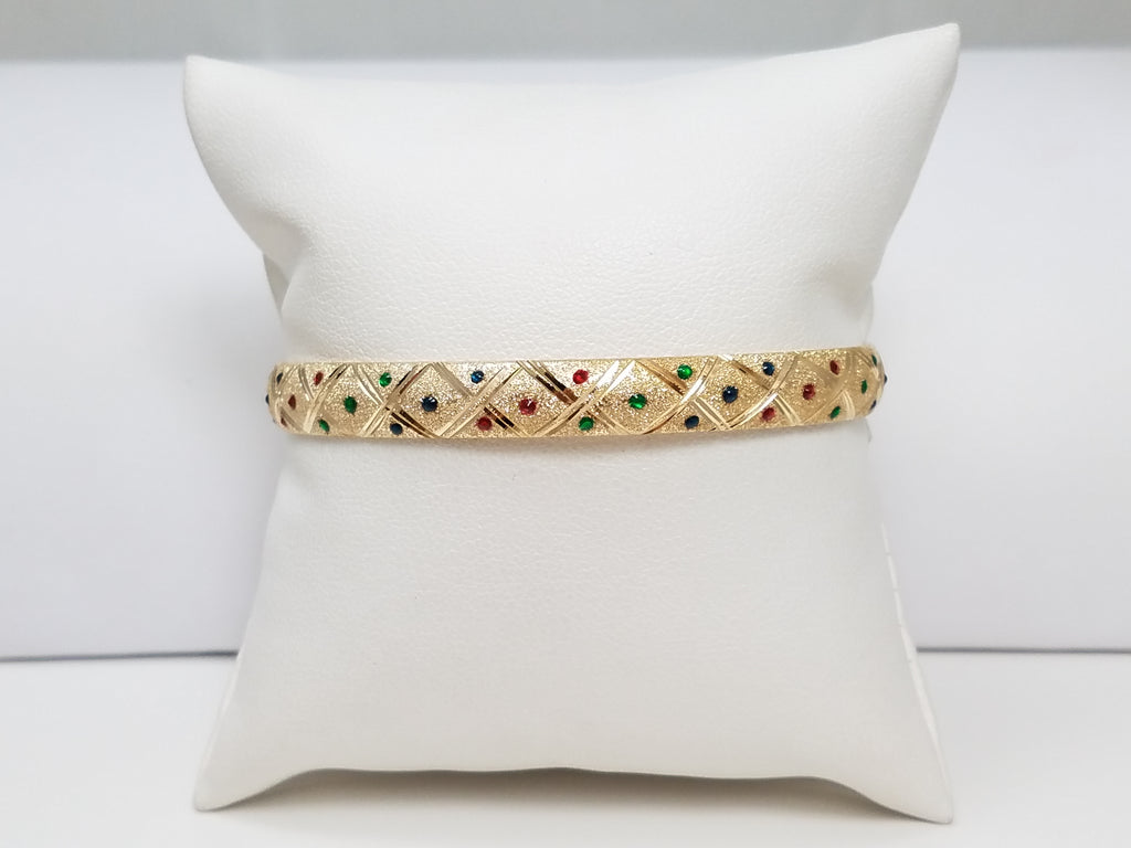 Sparkly 14k Yellow Gold Enamel Bangle