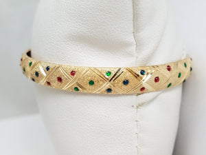 Sparkly 14k Yellow Gold Enamel Bangle