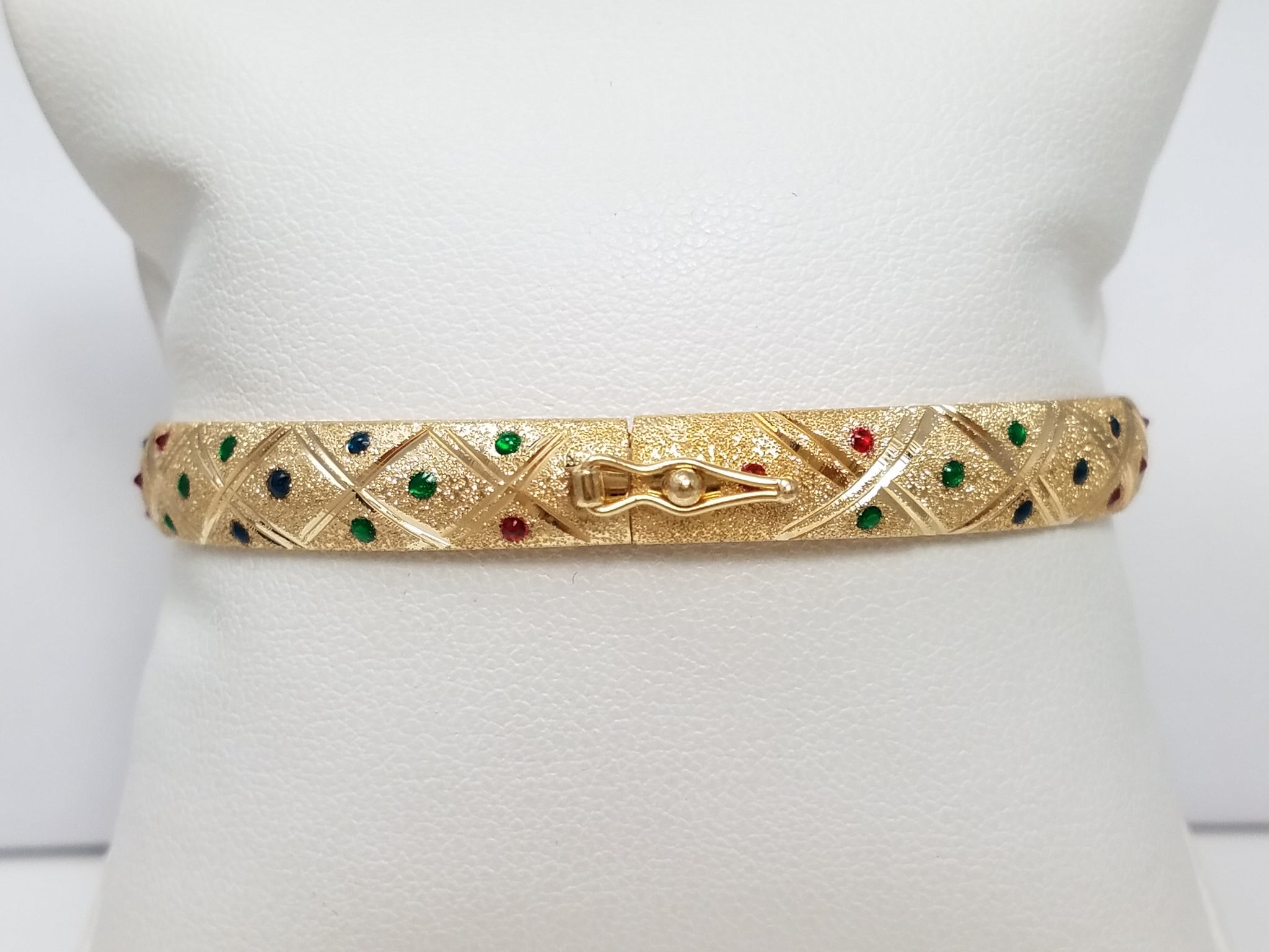 Sparkly 14k Yellow Gold Enamel Bangle