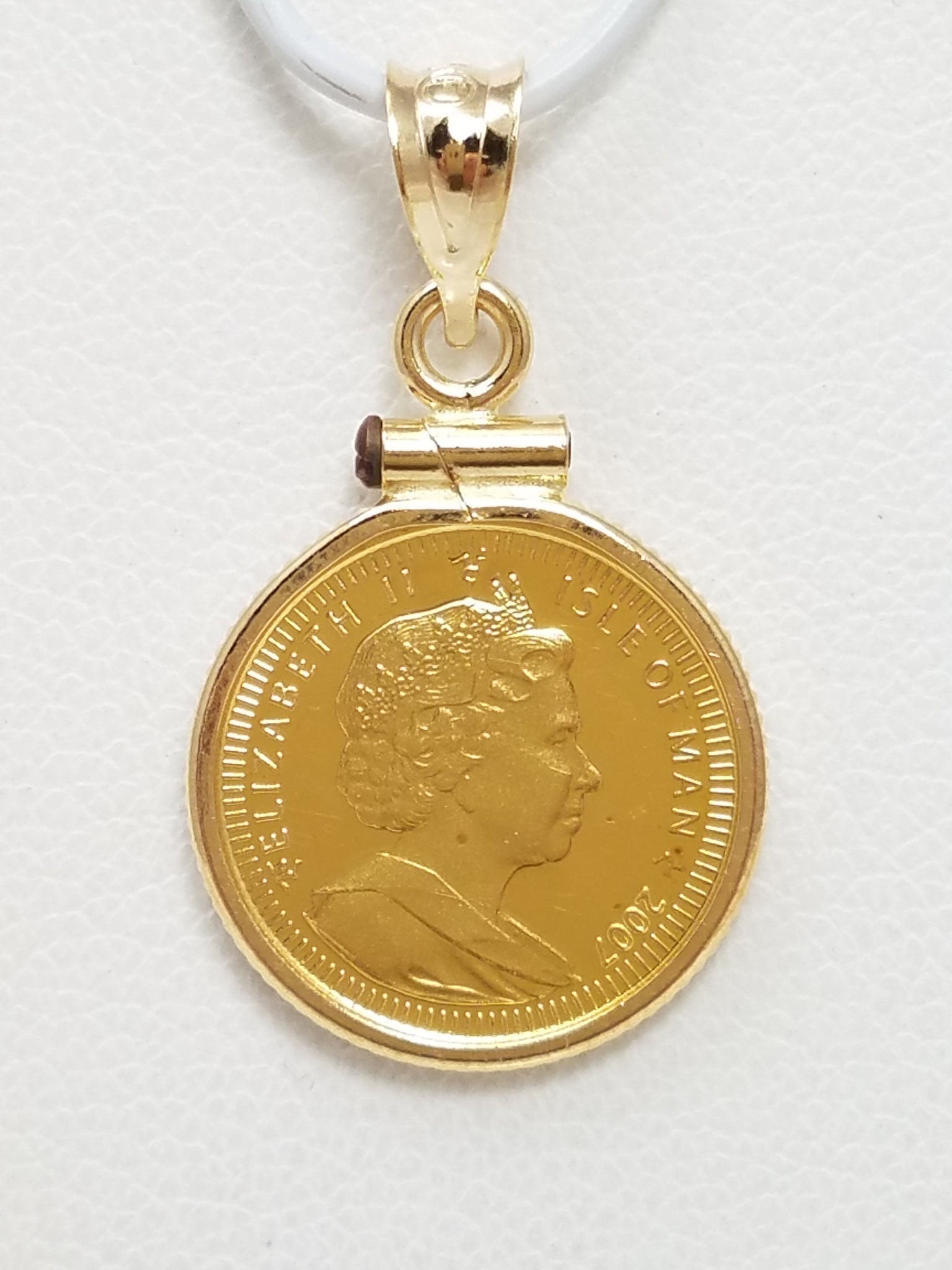 Magical 2005 24k Gold Isle Of Man Angel Pendant In 14k Yellow Gold Frame
