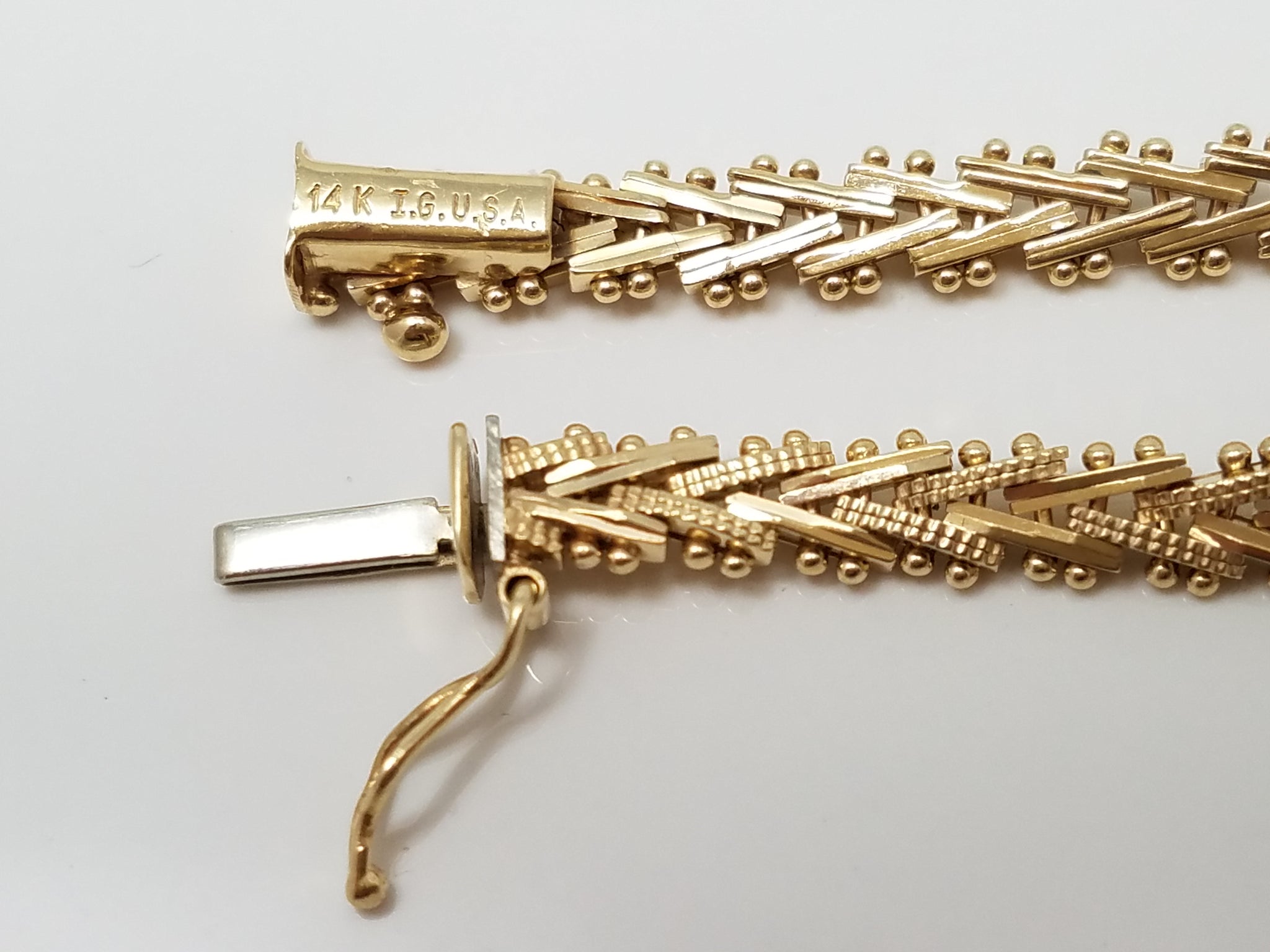 Attractive 7" Solid 14k Yellow Gold Riccio Link Bracelet