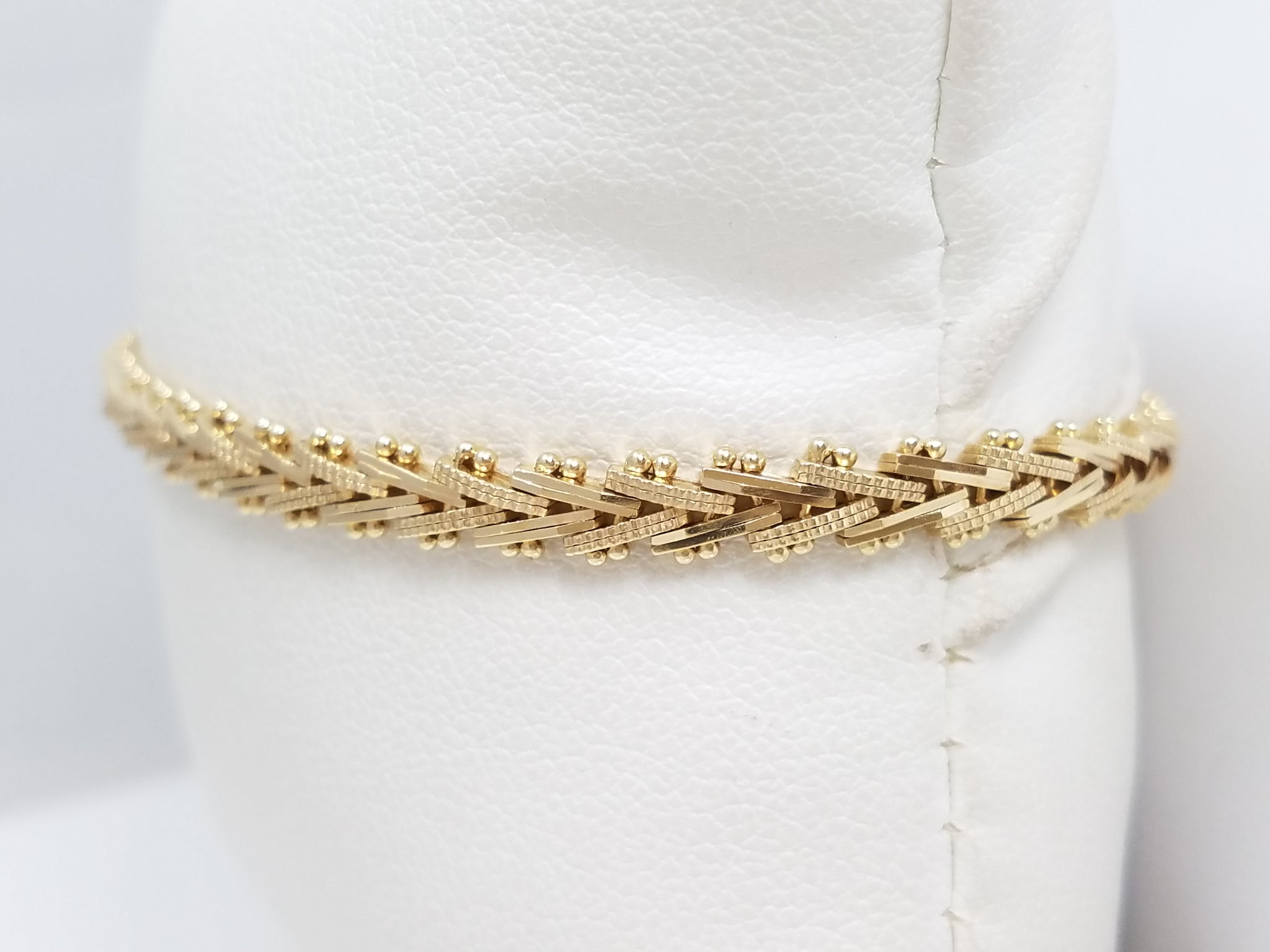 Attractive 7" Solid 14k Yellow Gold Riccio Link Bracelet