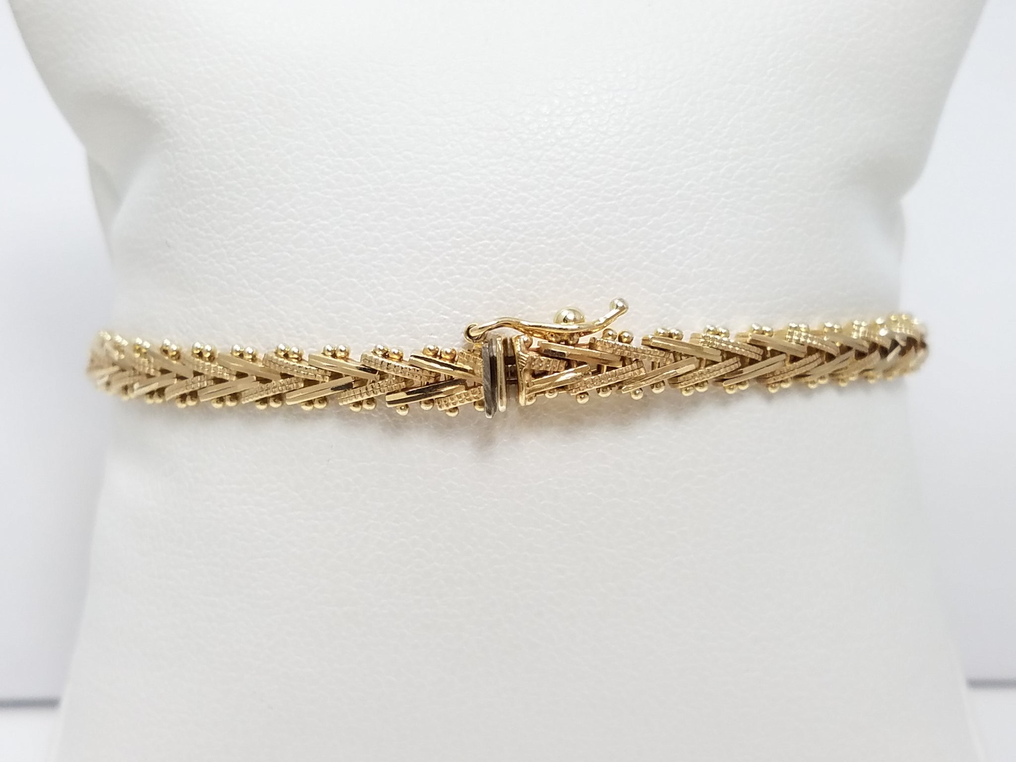Attractive 7" Solid 14k Yellow Gold Riccio Link Bracelet