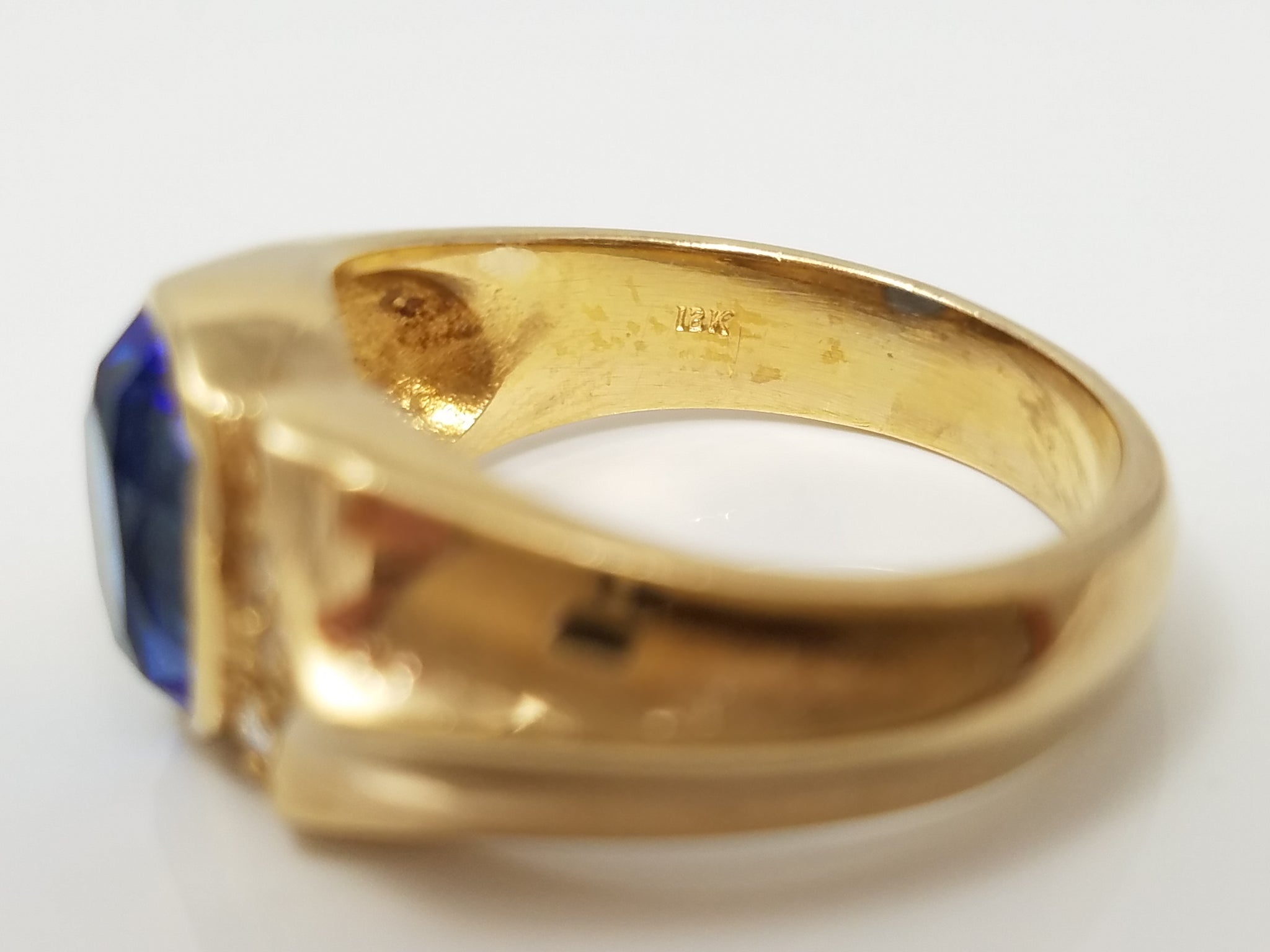 Bold 18k Yellow Gold Simulated Gemstone Ring