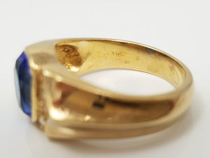 Bold 18k Yellow Gold Simulated Gemstone Ring