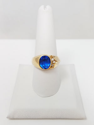 Bold 18k Yellow Gold Simulated Gemstone Ring