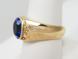 Bold 18k Yellow Gold Simulated Gemstone Ring