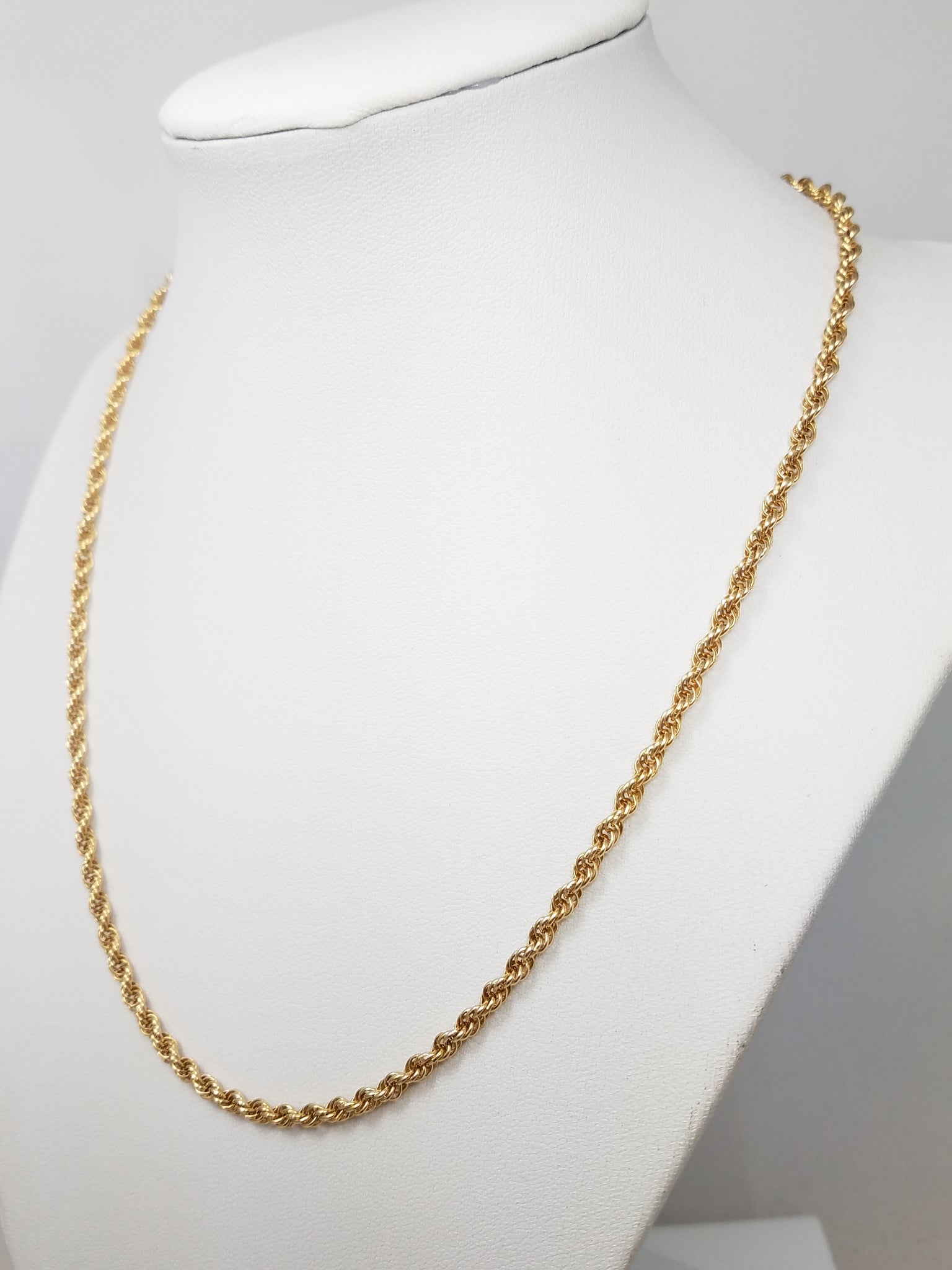 Sweet 18" Solid 14k Yellow Gold Rope Chain Necklace