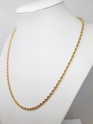 Sweet 18" Solid 14k Yellow Gold Rope Chain Necklace