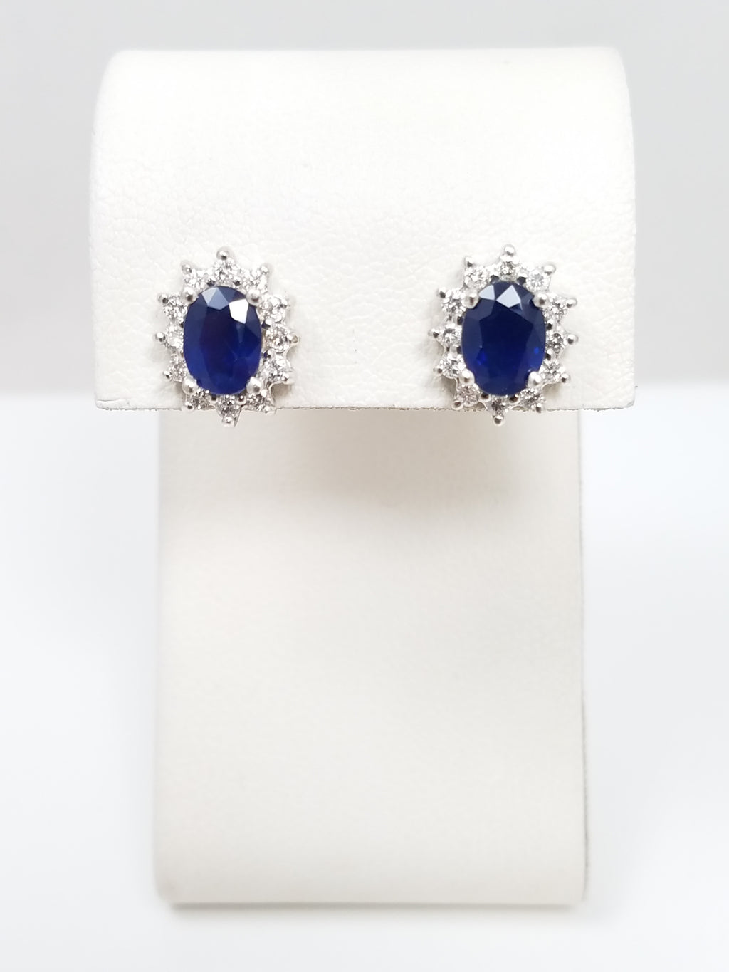 $4,000 Retail EFFY 2.75ctw Sapphire & 0.75ctw Natural Diamond 14k White Gold Earrings