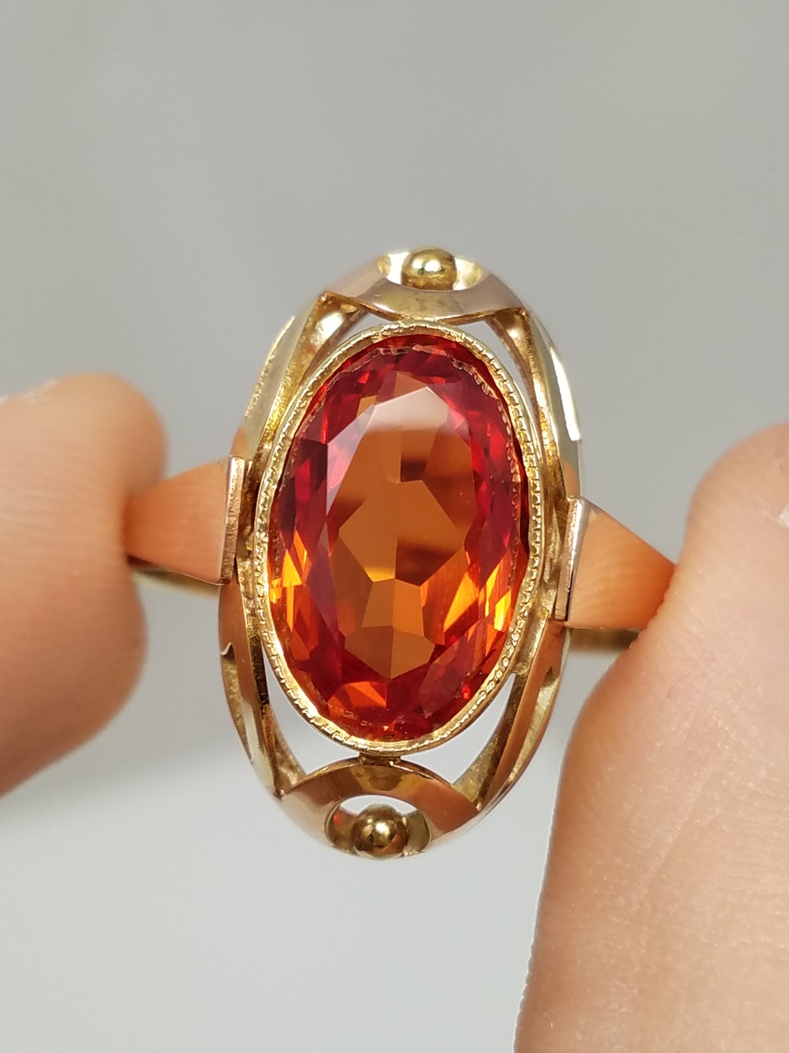 Elegant Hand-Made Lab Sapphire 14K Ring