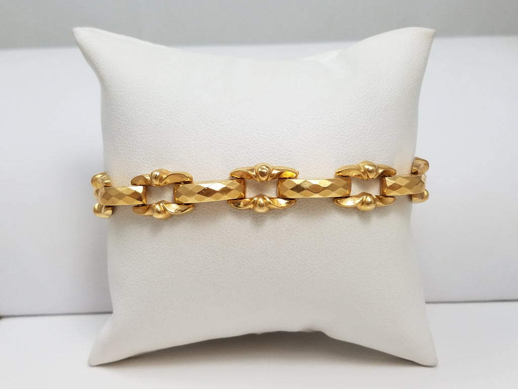 Gorgeous Vintage 7.75" 18k Yellow Gold 3-D Hollow Fancy Link Bracelet