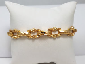 Gorgeous Vintage 7.75" 18k Yellow Gold 3-D Hollow Fancy Link Bracelet