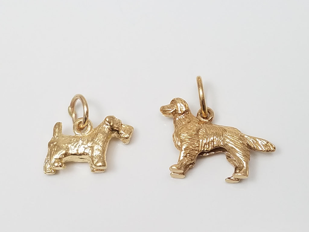 Two Cute 9k & 10k Solid Yellow Gold Dog Charm/Pendant