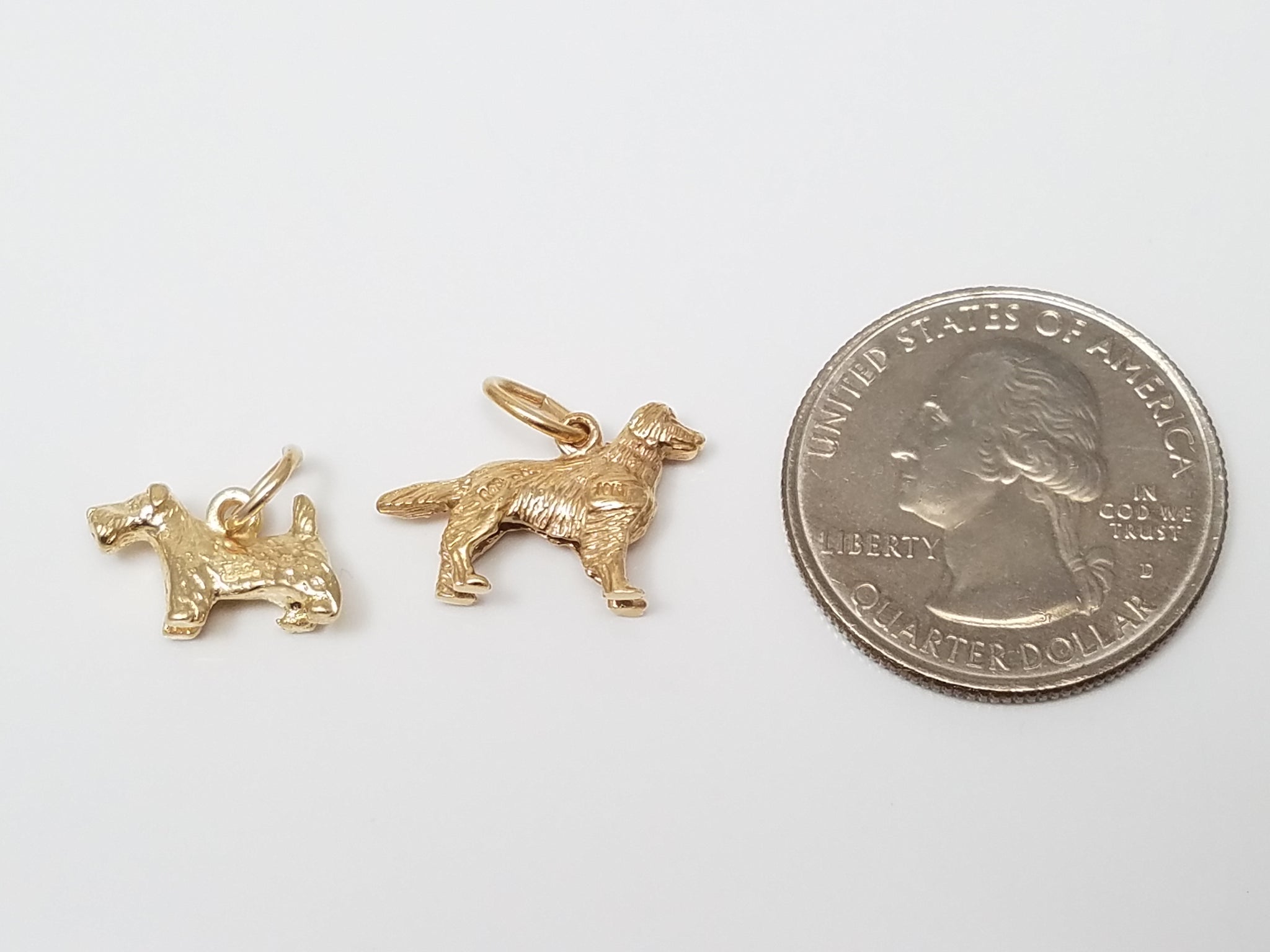 Two Cute 9k & 10k Solid Yellow Gold Dog Charm/Pendant
