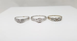 Three Beautiful 10k White Gold Natural Diamond Cluster Ring Lot