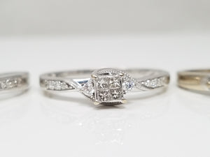 Three Beautiful 10k White Gold Natural Diamond Cluster Ring Lot
