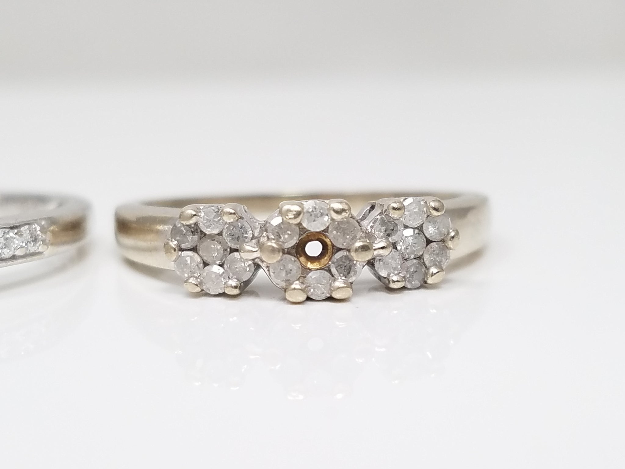 Three Beautiful 10k White Gold Natural Diamond Cluster Ring Lot
