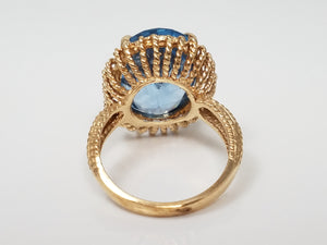 Brilliant 8k Yellow Gold Natural Blue Topaz Ring