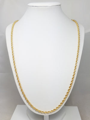 Sporty 26.5" 10k Yellow Gold Hollow Rope Chain Necklace