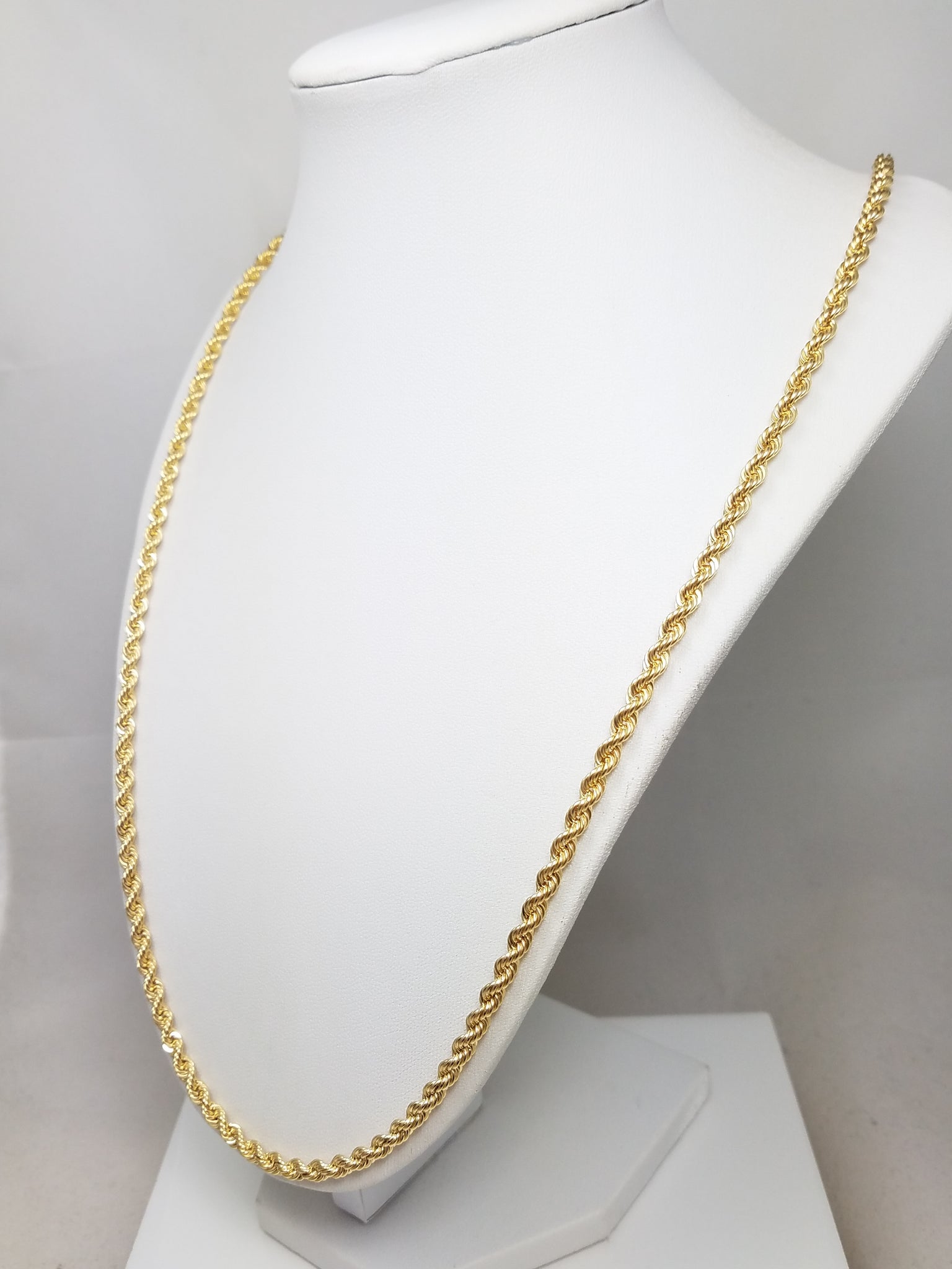 Sporty 26.5" 10k Yellow Gold Hollow Rope Chain Necklace
