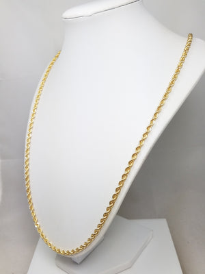 Sporty 26.5" 10k Yellow Gold Hollow Rope Chain Necklace
