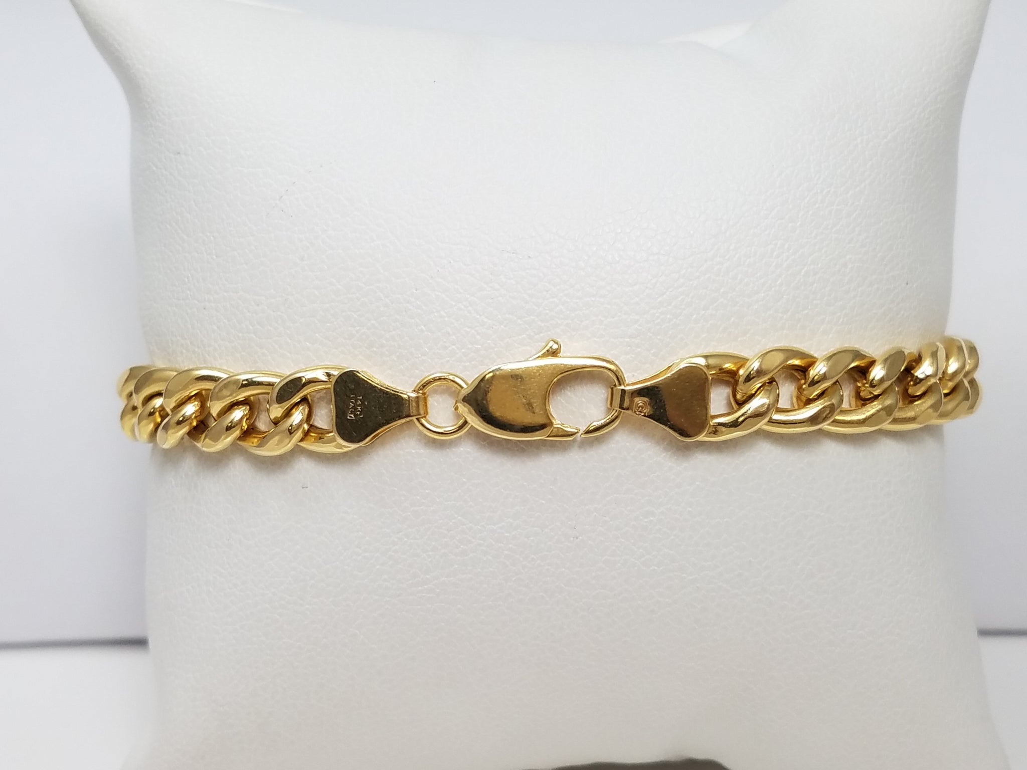 Magnificent 7.5" Hollow 14k Yellow Gold Curb Link Bracelet