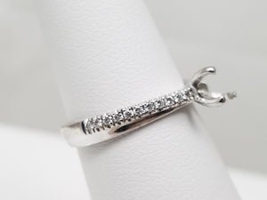 Simple 18k White Gold Natural Diamond Engagement Ring Mount
