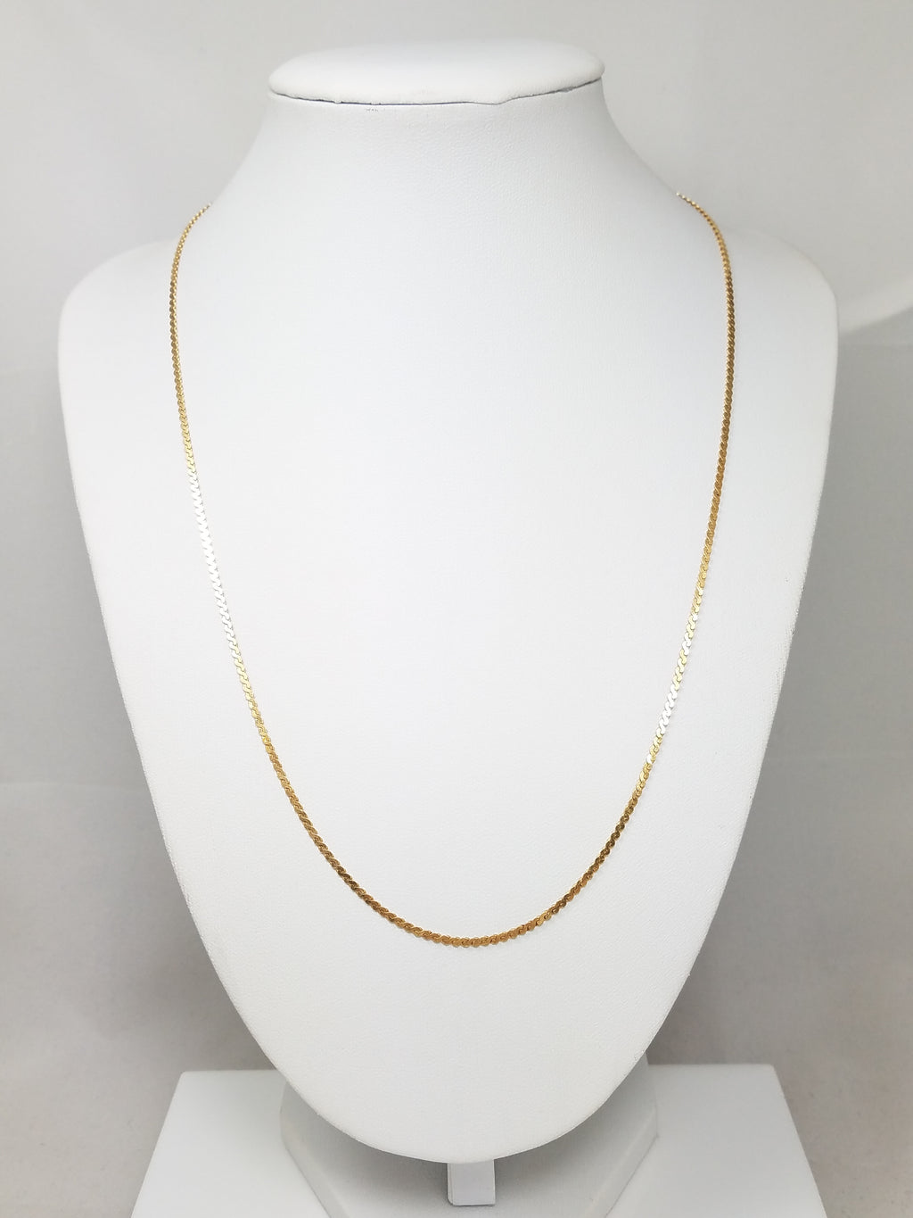 Old Fashion 20" Solid 18k Yellow Gold Serpentine Chain Necklace