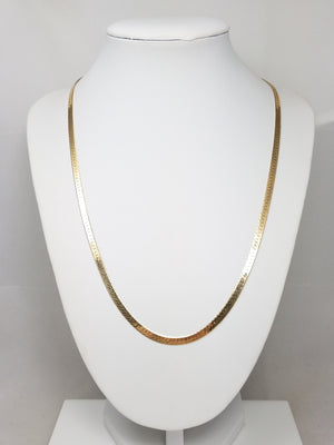 Attractive 20" 14k Yellow Gold Beveled Herringbone Chain Necklace