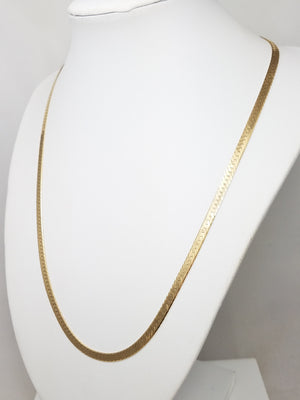 Attractive 20" 14k Yellow Gold Beveled Herringbone Chain Necklace