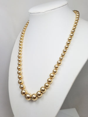 Glamorous 18" 14k Yellow Gold Graduating Hollow Round Ball Necklace