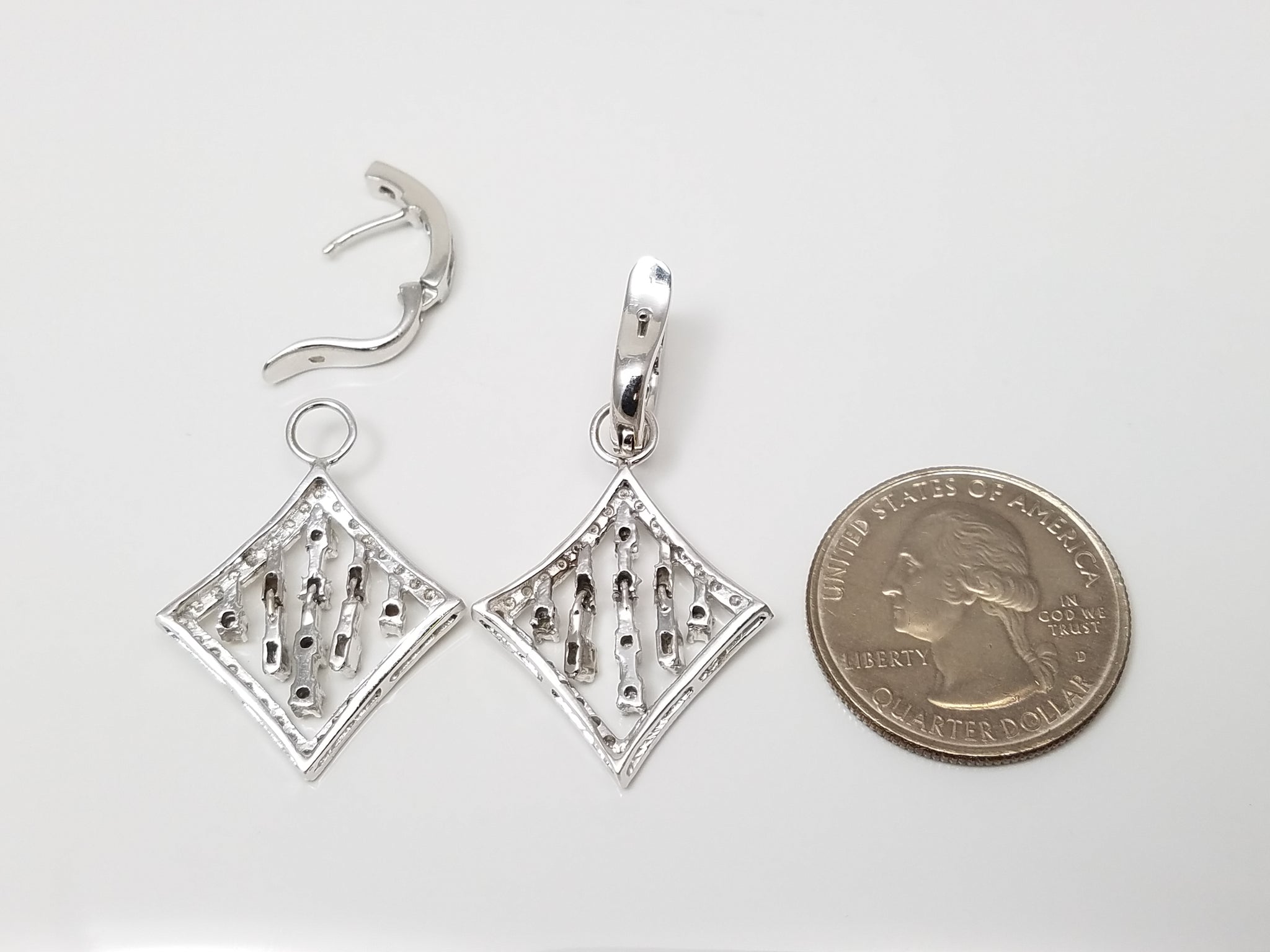 Elegant 14k White Gold Natural Diamond Dangle Earrings