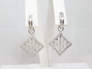 Elegant 14k White Gold Natural Diamond Dangle Earrings