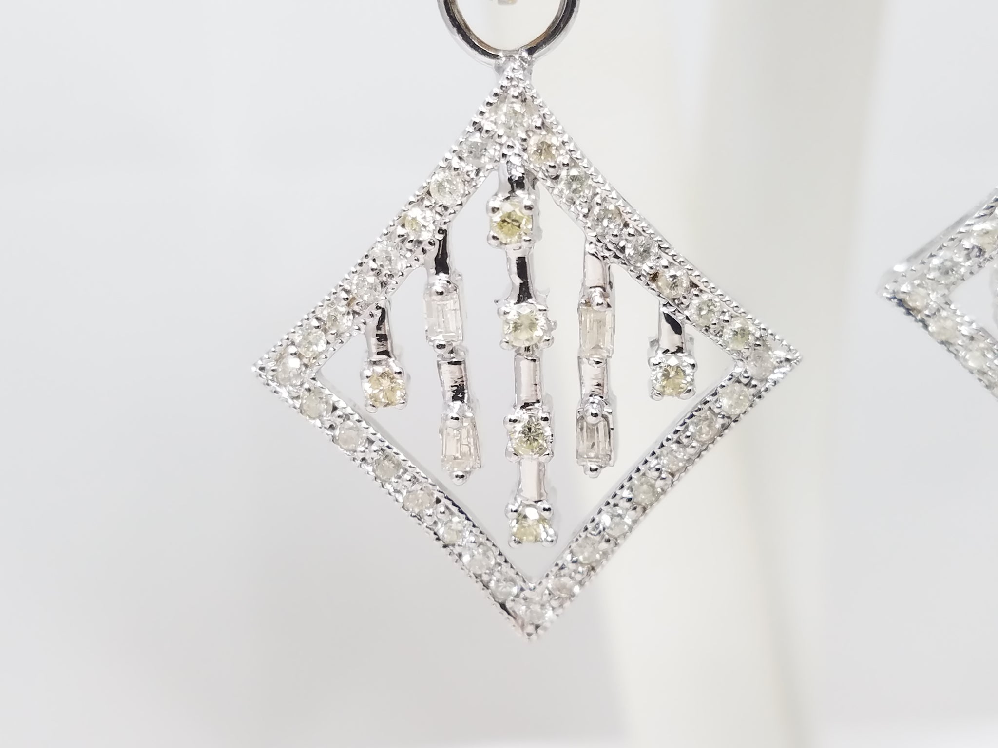Elegant 14k White Gold Natural Diamond Dangle Earrings
