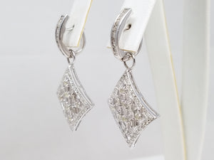 Elegant 14k White Gold Natural Diamond Dangle Earrings