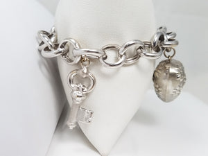 Cute 14k White Gold 8" Rolo Link 3-D Charm Bracelet
