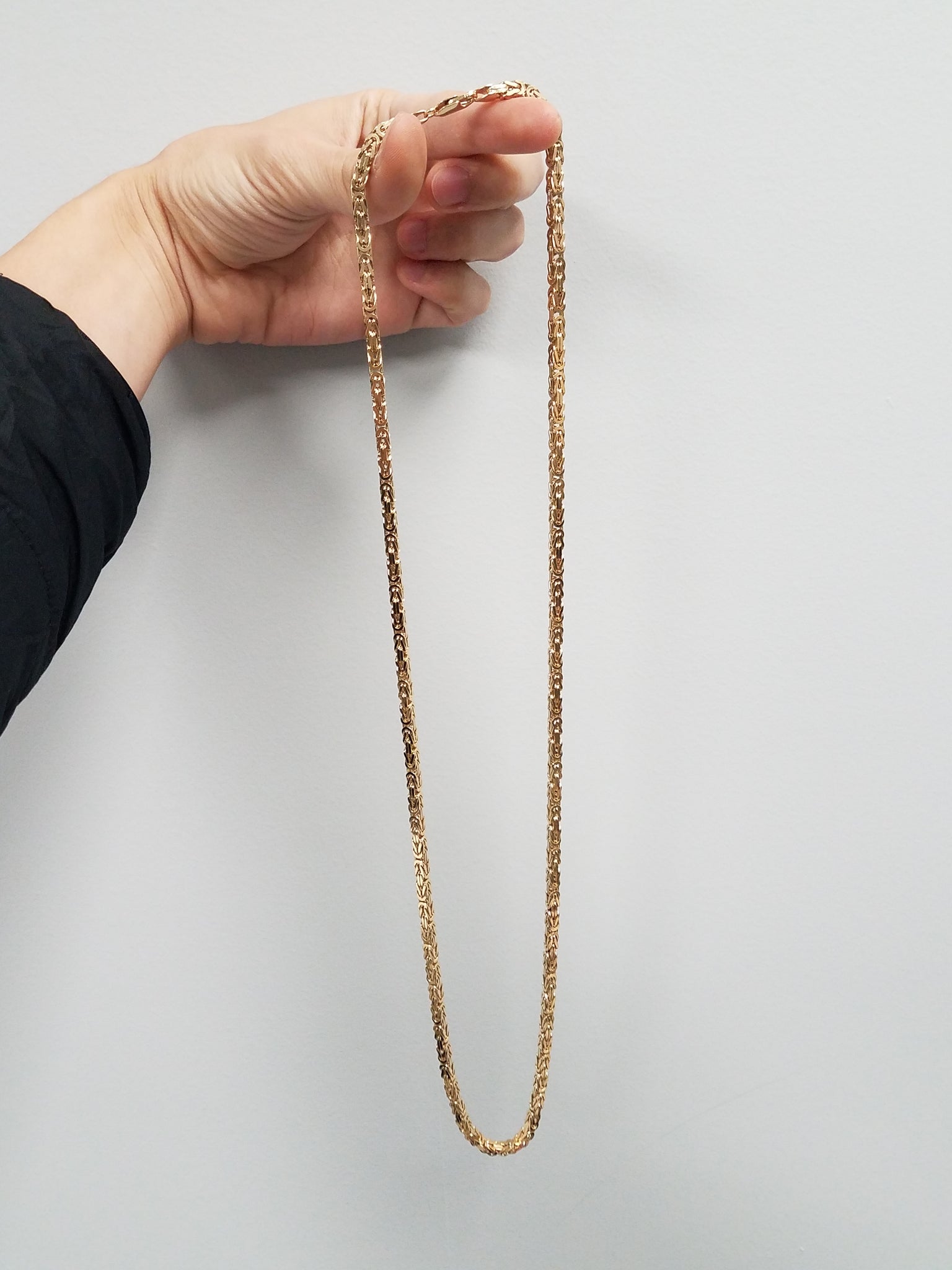 Grand 30" 14k Yellow Gold Solid Byzantine Link Chain Necklace